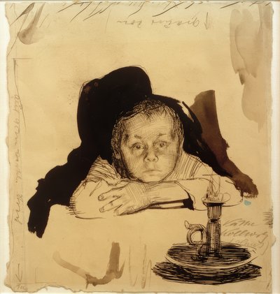 Hans Kollwitz with Candle by Käthe Kollwitz